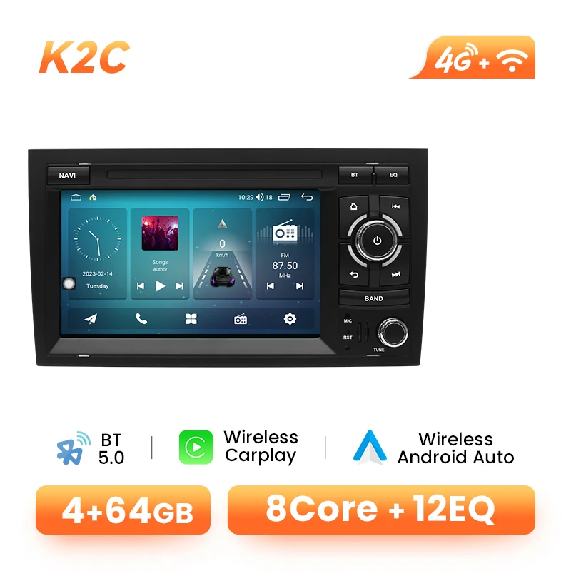 Draadloze CarPlay Android 14 autoradio voor Audi A4 B6 B7 B8 S4 RS4 SEAT 8GB GPS WiFi Bluetooth DSP Navigatie Stereo Speler 128GB