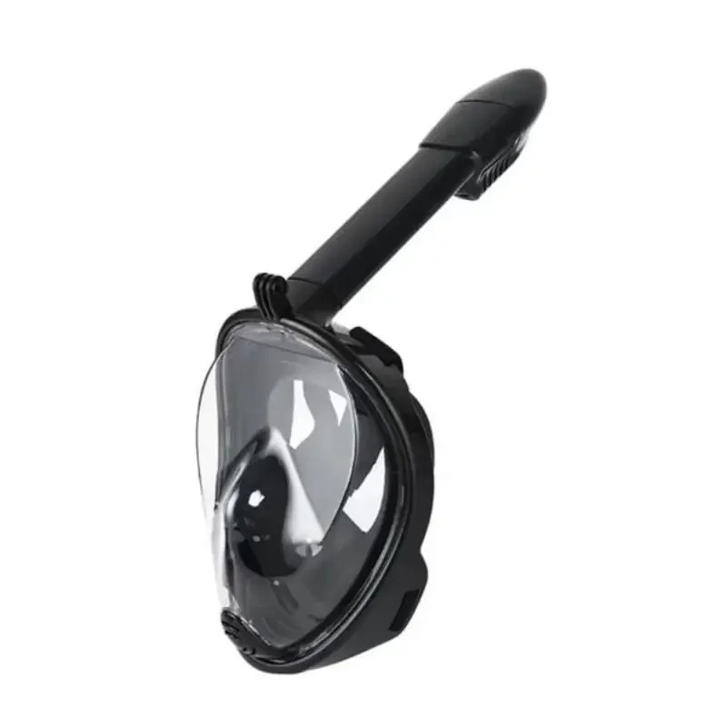 Máscara de mergulho facial com suporte de câmera removível, anti-nevoeiro panorâmico e à prova de vazamento, sob snorkel aquático, 180 graus