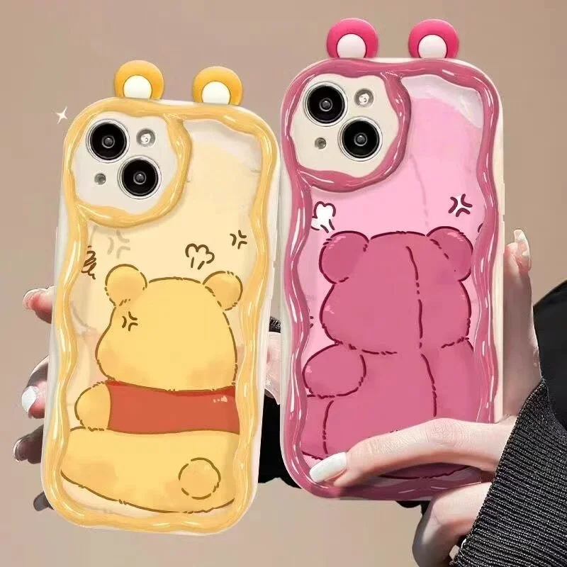 3D Ear Lotso Winnie Pooh Bear Cover For Samsung Galaxy S26 Ultra S25 FE S24 S23 S22 S21 Ultra Plus FE  A57 A56 A17 A54 5G Case