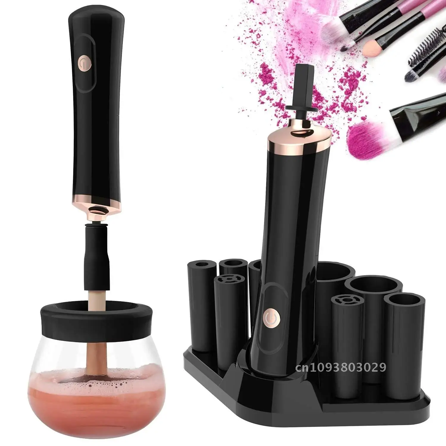 and Brush Cleaner Makeup Dryer Machine Electric Brush Cleaner with Cleaner Size Automatic Spinner Machine 8 Rubber Collars Brush