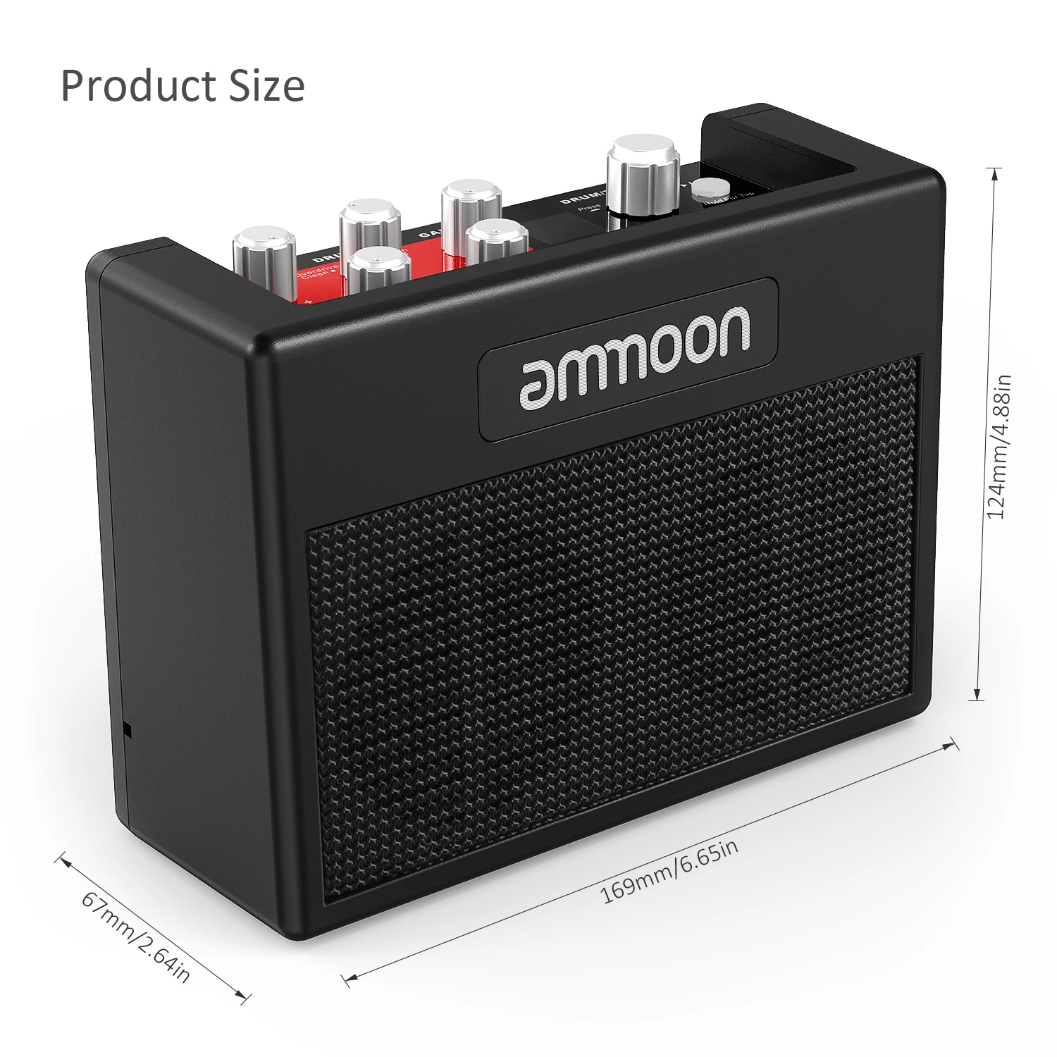 ammoon POCKAMP Portable Guitar Amplifier Amp 5 Watt Built-in Multi-effects 80 Drum Rhythms Support Tuner Tap Tempo Functions