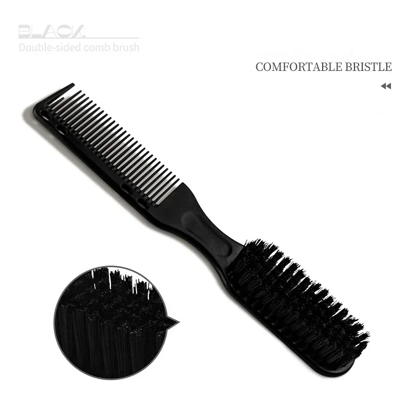 Double-sided Comb Brush Black Small Beard Styling Professional Shave Barber Vintage Carving Cleaning