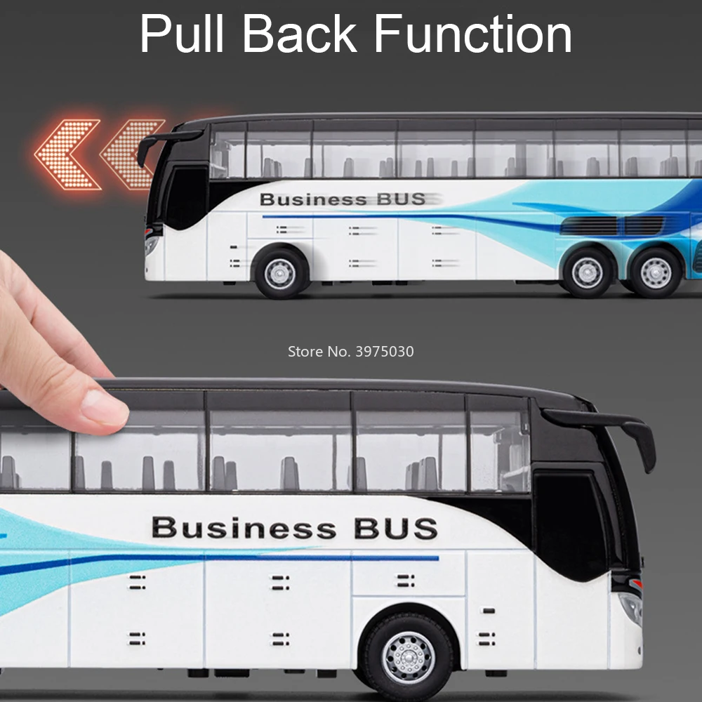 1:30 liga diecasting shuttle ônibus modelos carro de brinquedo puxar para trás com música leve em miniatura ônibus de negócios de deck único modelo ornamentos