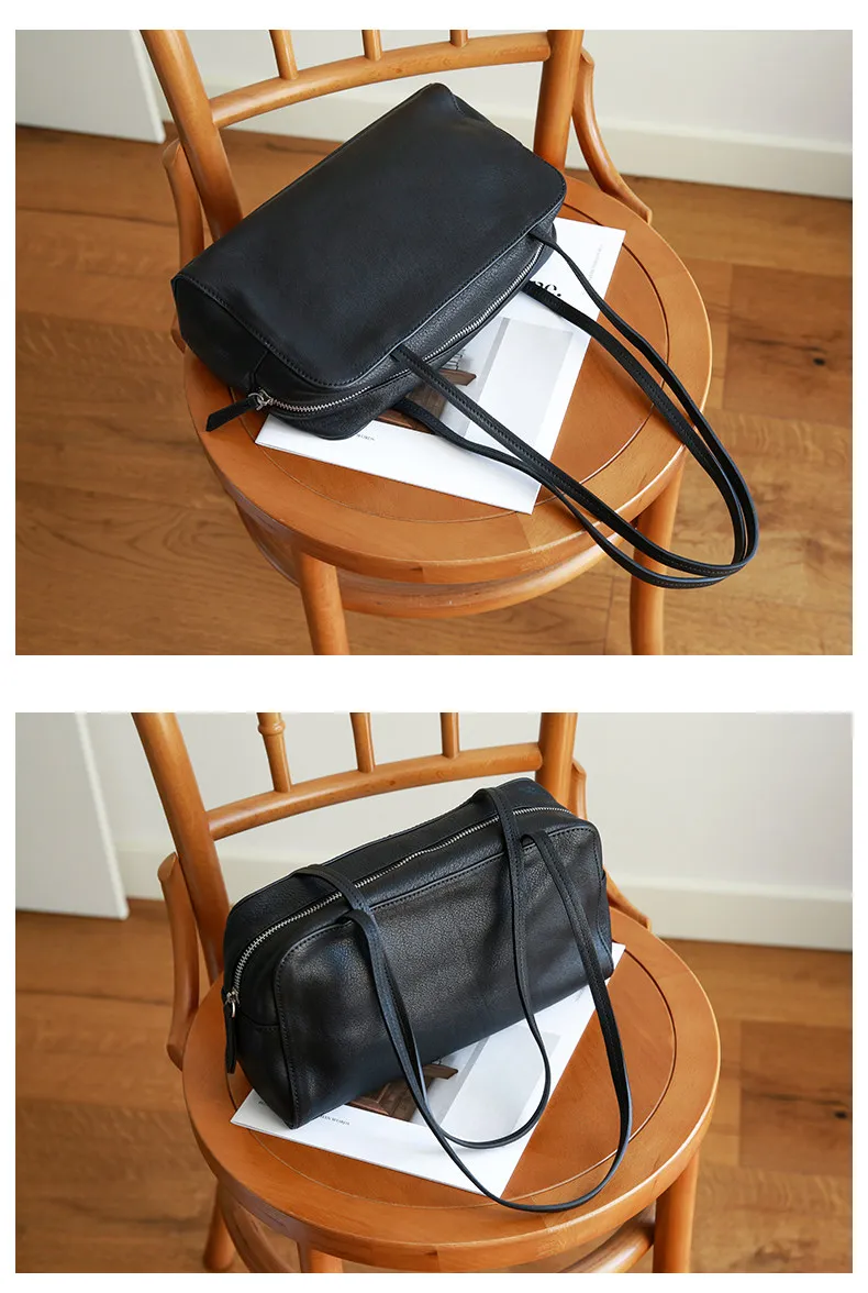 Lässige Designer-Handtasche aus weichem, echtem Leder, Damen-Umhängetasche, modisch, schlicht, luxuriös, aus echtem Rindsleder, Damen-Unterarmtasche – Detail 5