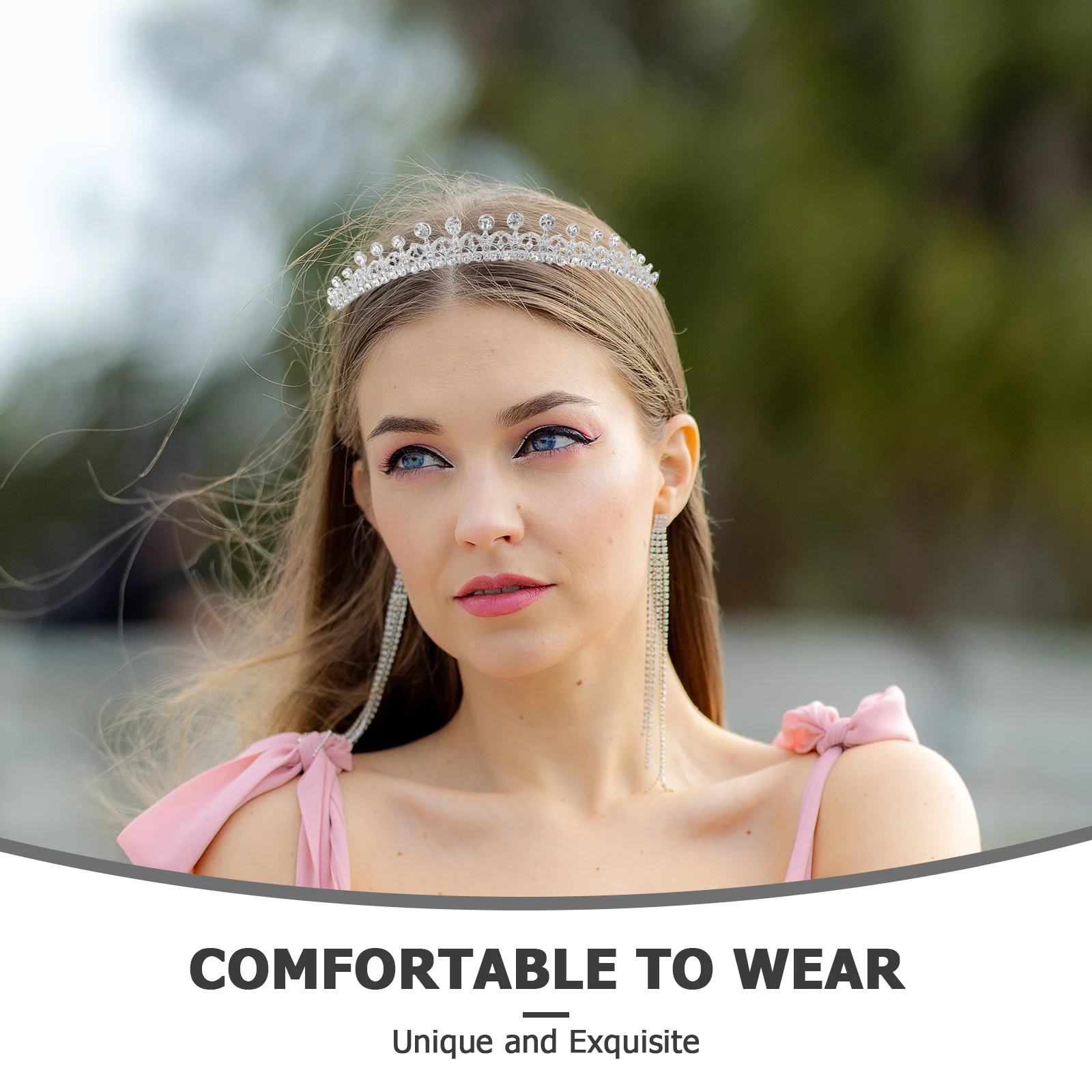 تاج تاج أنيق من حجر الراين للنساء لأعياد الميلاد وحفلات الزفاف وإكسسوارات شعر الزفاف والمناسبات الرسمية وغطاء رأس لوصيفة العروس