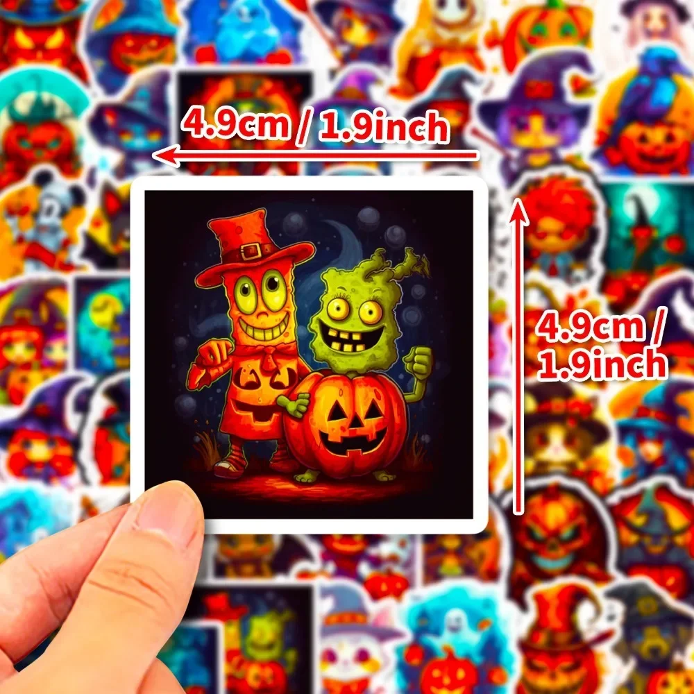 50PCS Scary Halloween Pumpkin Witch Stickers DIY Laptop Phone Skateboard Motorcycle Car Waterproof Sticker Classic Toy