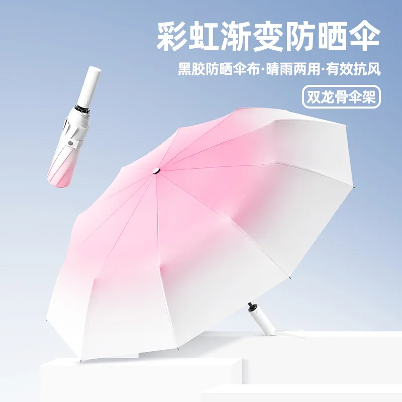 Umbrella with high aesthetic value gradient female sun umbrella with wind resistance and sun protection