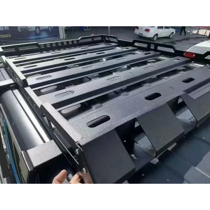 【El más vendido】para Wrangler JK JL Portaequipajes de 2/4 puertas con escalera de luz LED, kit de montaje para portaequipajes, cesta de carga