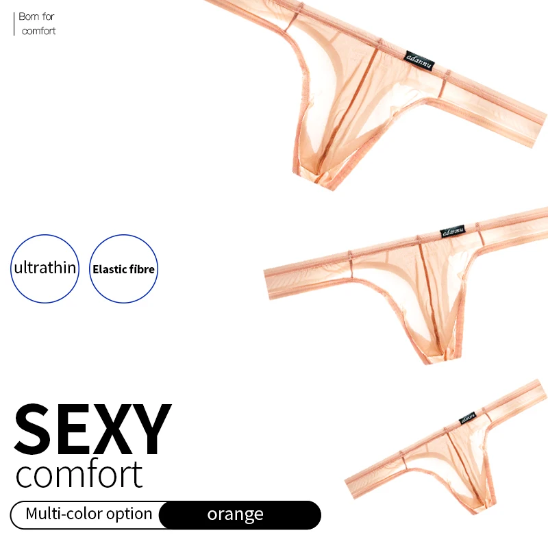 

1 PCS Men's G-string Underpants Ultra-thin Thong G Strings Pouch Ice Silk Tanga Hombre Sexy Gay Underwear Breathable Briefs Men
