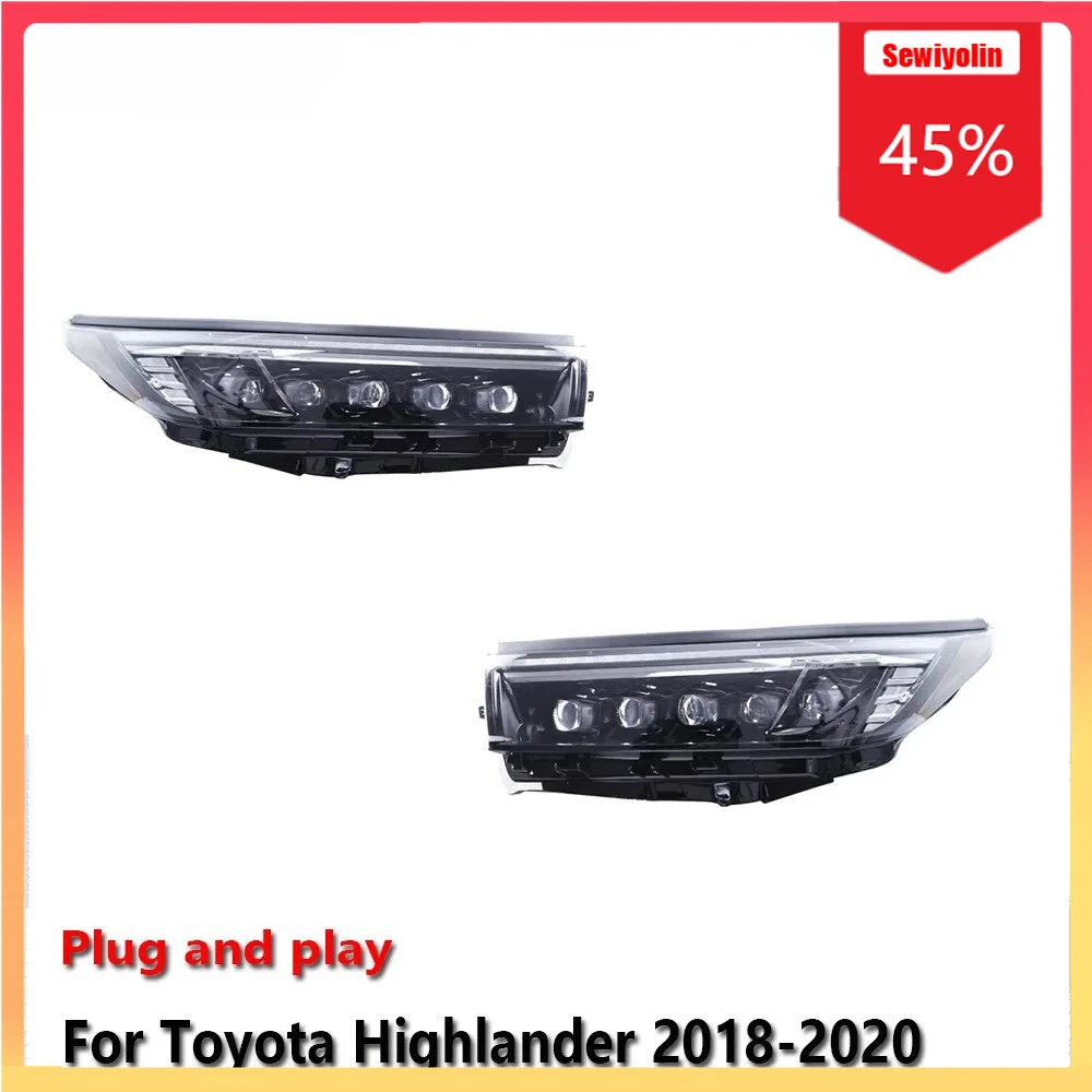 

Car LED Headlight Automobile Parts For Toyota Highlander 2018-2020 Fog DRL Brake Turn Signal Lamp Plug and Play