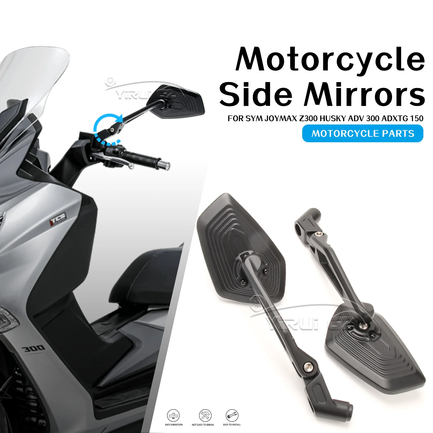 

For SYM Joymax z 300 Husky ADV 300 adxtg 150 Joymax z 300 Motorcycle Rearview Mirror Aluminum Adjustable Side Rear View Mirrors