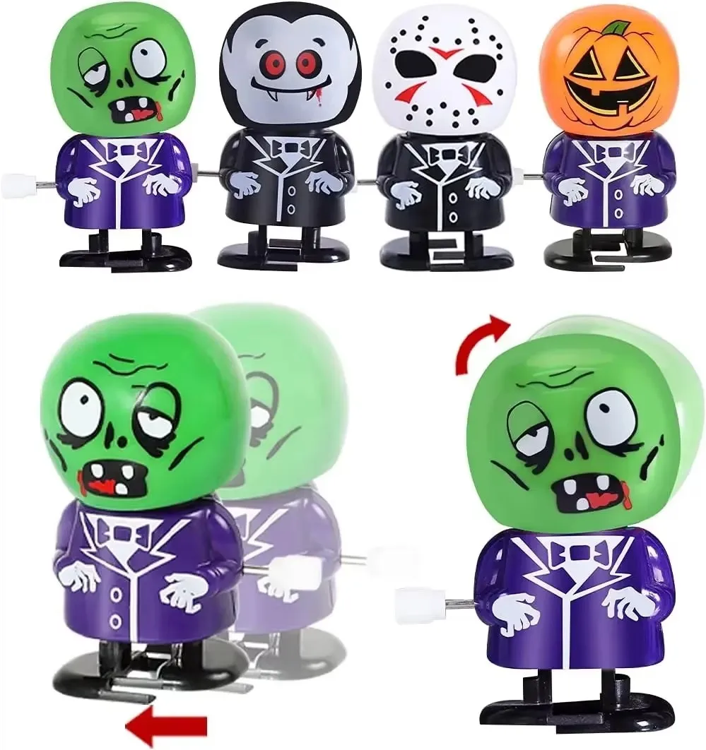 3/6PCS Cute Christmas Clockwork Wind Up Toy Jumping Teeth Ghost Pumpkin Skull Fun Novelty Ornament for Xmas Party Kids Boys Gift view 2