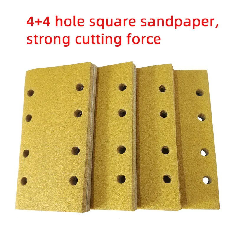100Pcs 95*180mm  For Festool Sanders Grinder For Grinding  Hook Loop Rectangular Yellow Sandpaper Flocking Sheet Self-Adhesive