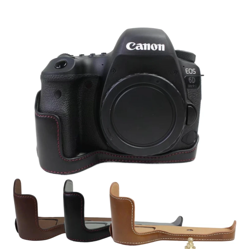 6D2 PU Leather Camera Case Bag Half Body For Canon EOS 6D Mark II 6D II Bottom Camera Cover