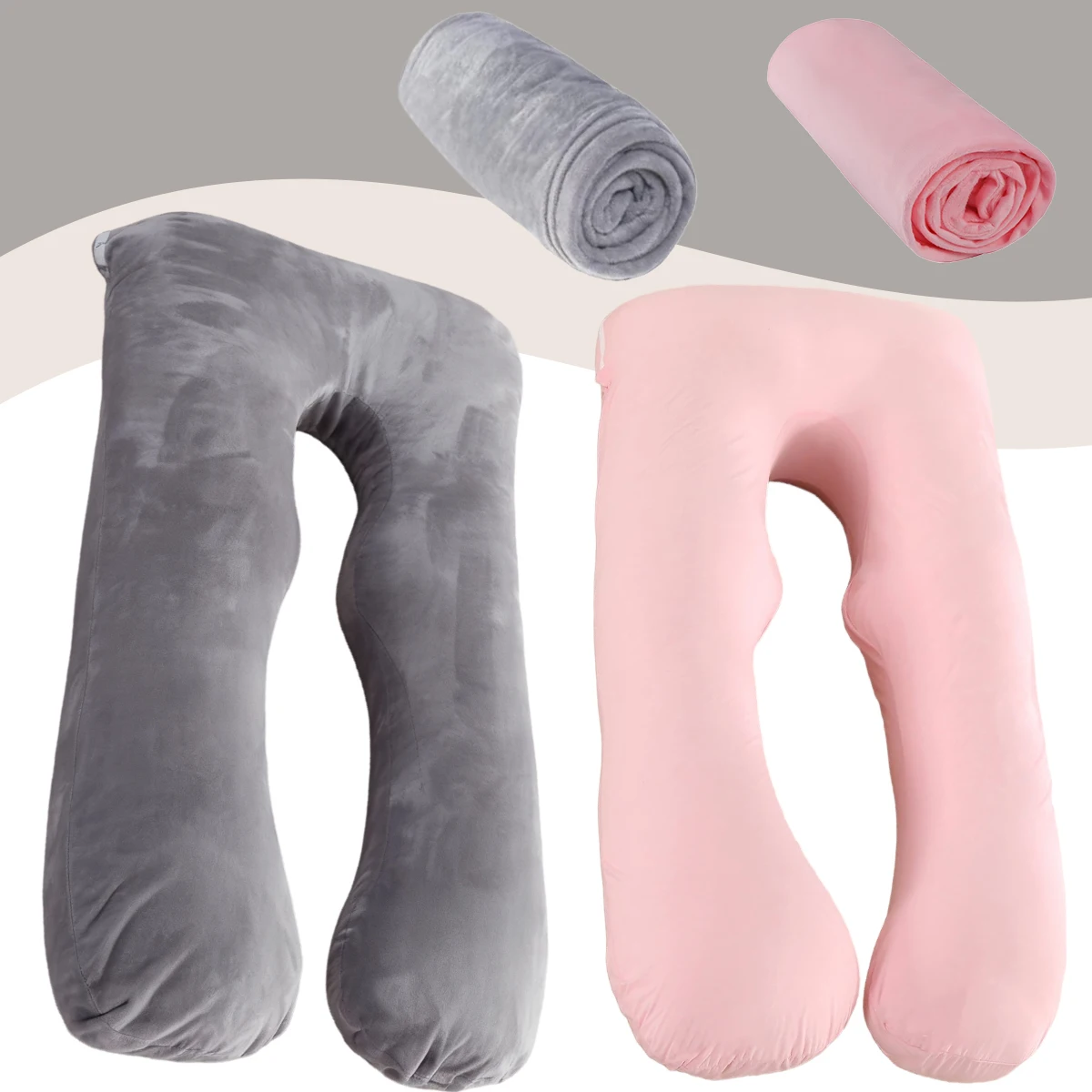 Versión mejorada de la almohada de maternidad agrandada y gruesa para mujeres embarazadas, clase de grado de exportación, almohada de soporte de cintura multifuncional para dormir lateral, almohada para dormir en forma de U con soporte abdominal para embarazadas