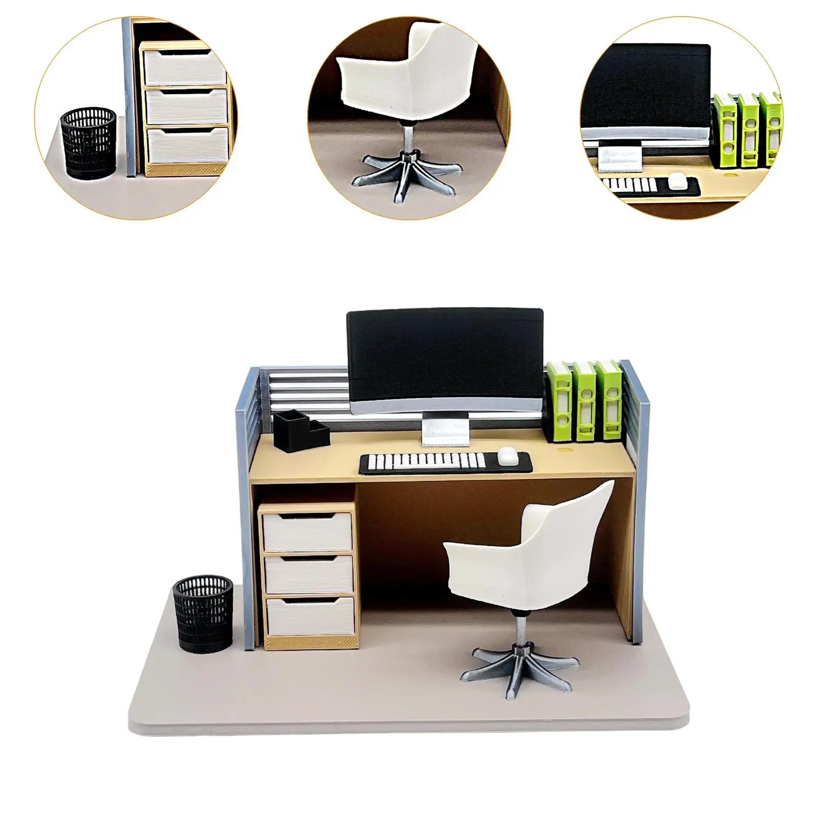 Ornamenti decorativi per casa delle bambole 1/12 Scrivania per computer in miniatura Mini scrivania da ufficio realistica Giocattolo Decorazioni per ufficio Mini giocattoli Collezioni