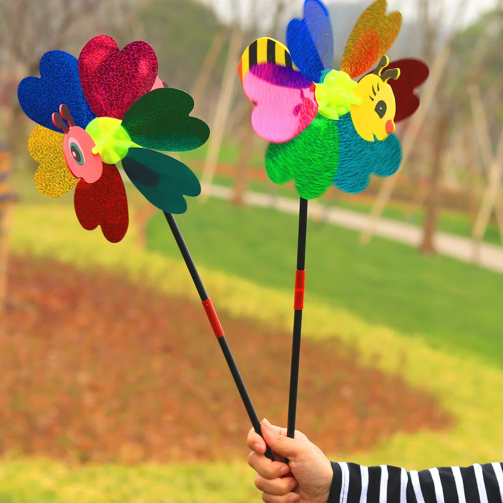 5 ชิ้นการ์ตูน Windmill สําหรับเด็กตกแต่งสนามหญ้าสวนสามมิติของเล่นเด็กพลาสติกน่ารัก Pinwheels ที่ยอดเยี่ยม