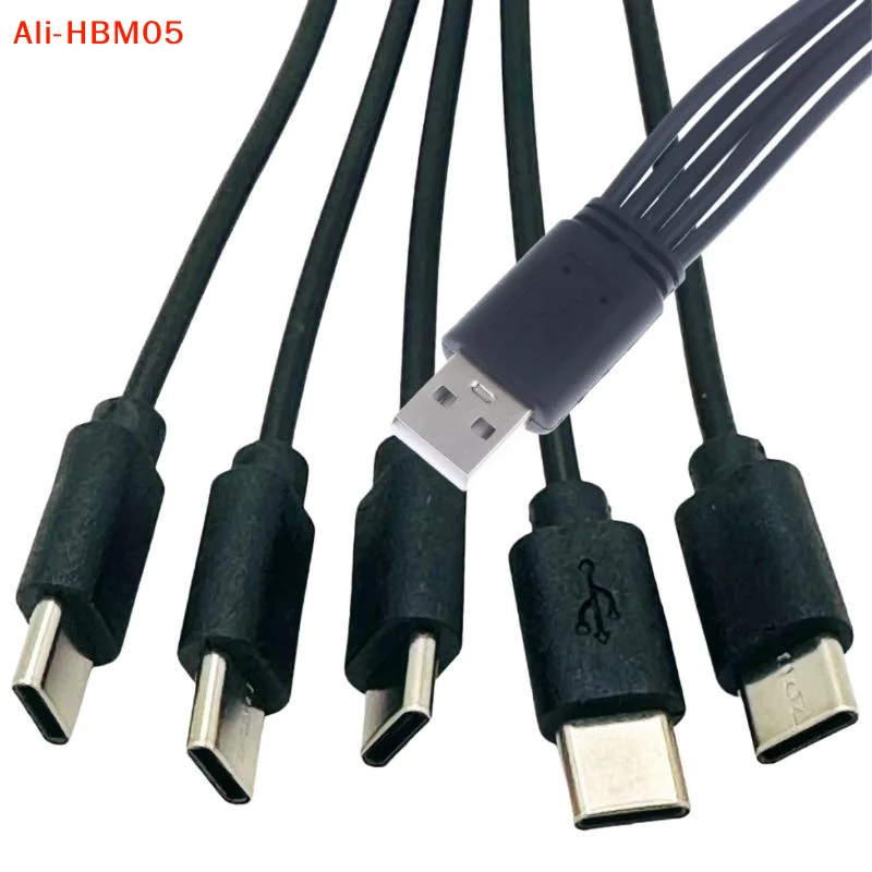 (HB05)1/2Pcs 20cm USB To Type-c Splitter Adapter Cable 2/3/4/5 Port USB C Splitter Cable USB To Type C Multiple Charging Cable