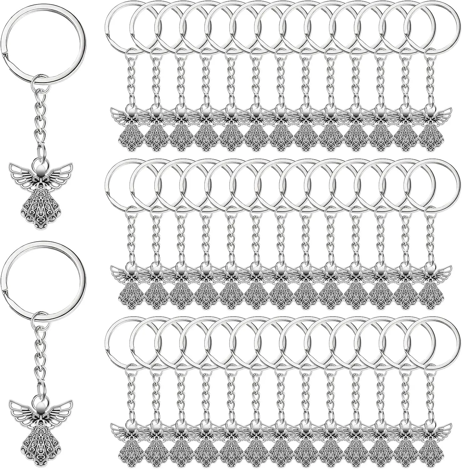 20 Stück silberfarbener Schutzengel-Charm, Schlüsselanhänger, Souvenir-Geschenk
