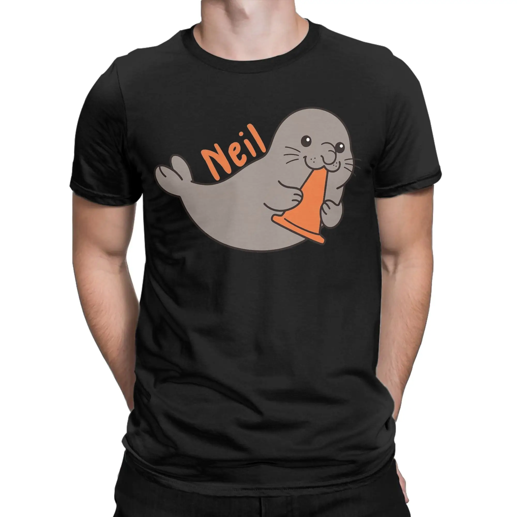 Neil The Seal T Shirt Men's  Cotton Funny T-Shirts Crew Neck  Tee Shirt Short Sleeve Clothing Gift Idea