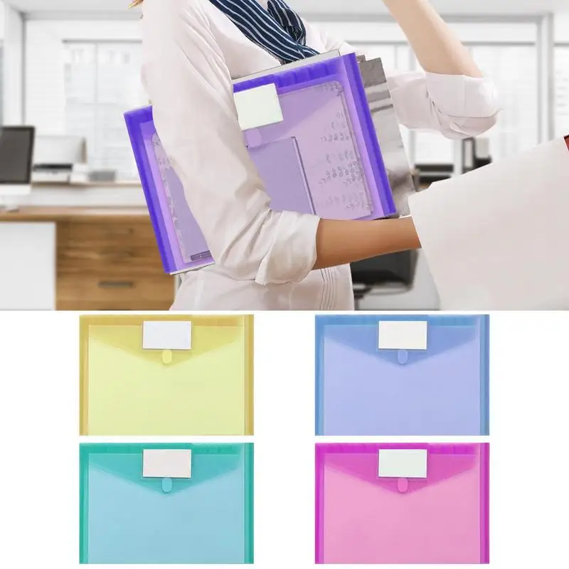 Button File Bags Document Organizers With Snap Button A4 Size Office Supplies Folders With Snap-On Design Waterproof Document