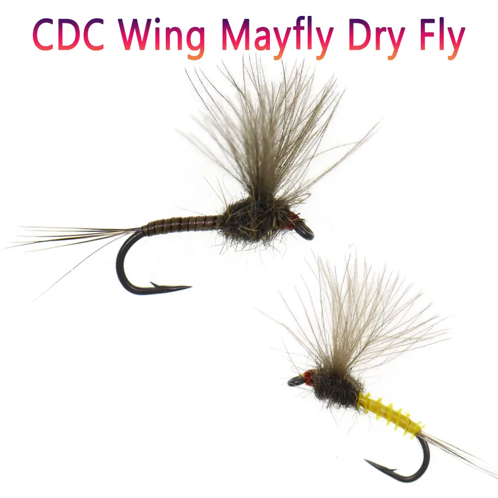 بيمو 5/6 قطعة # 16 CDC ريشة الجناح Mayfly الجافة يطير الشائكة الاصطناعي الزمرد الحشرات الطعم لسمك السلمون المرقط Grayling جثم الصيد إغراء #2