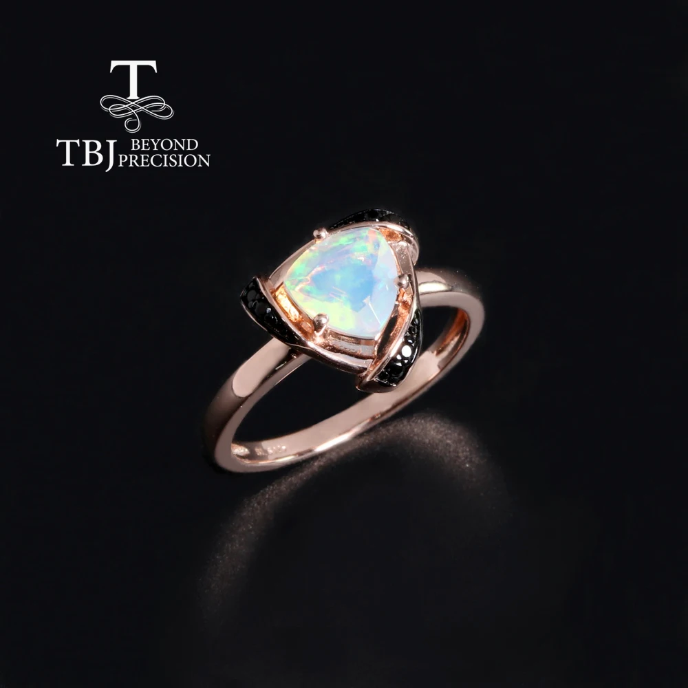 

Triangle Precious Rare October Birthstone Natural Opal Ring 925 sterling silver fine jewelry birthday gift for ladies and girls