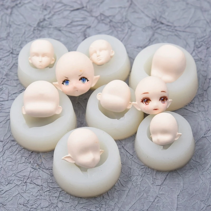 3D Dolls Face Silicone Mold Human Baby Face Soft Clay Mold Cake Decorating Tools Chocolate Candy Cupcake  Clay Soap Molds