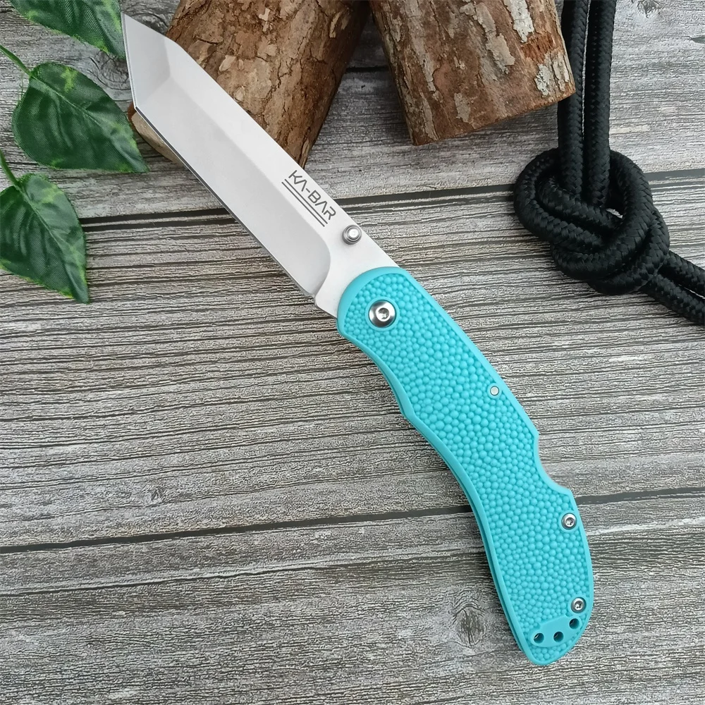 Military KA-BAR 5698SF USSF Space Force Folding Knife 440C Tanto Blade Textured Blue Nylon Fiber Handles Pocket Hunting Tool