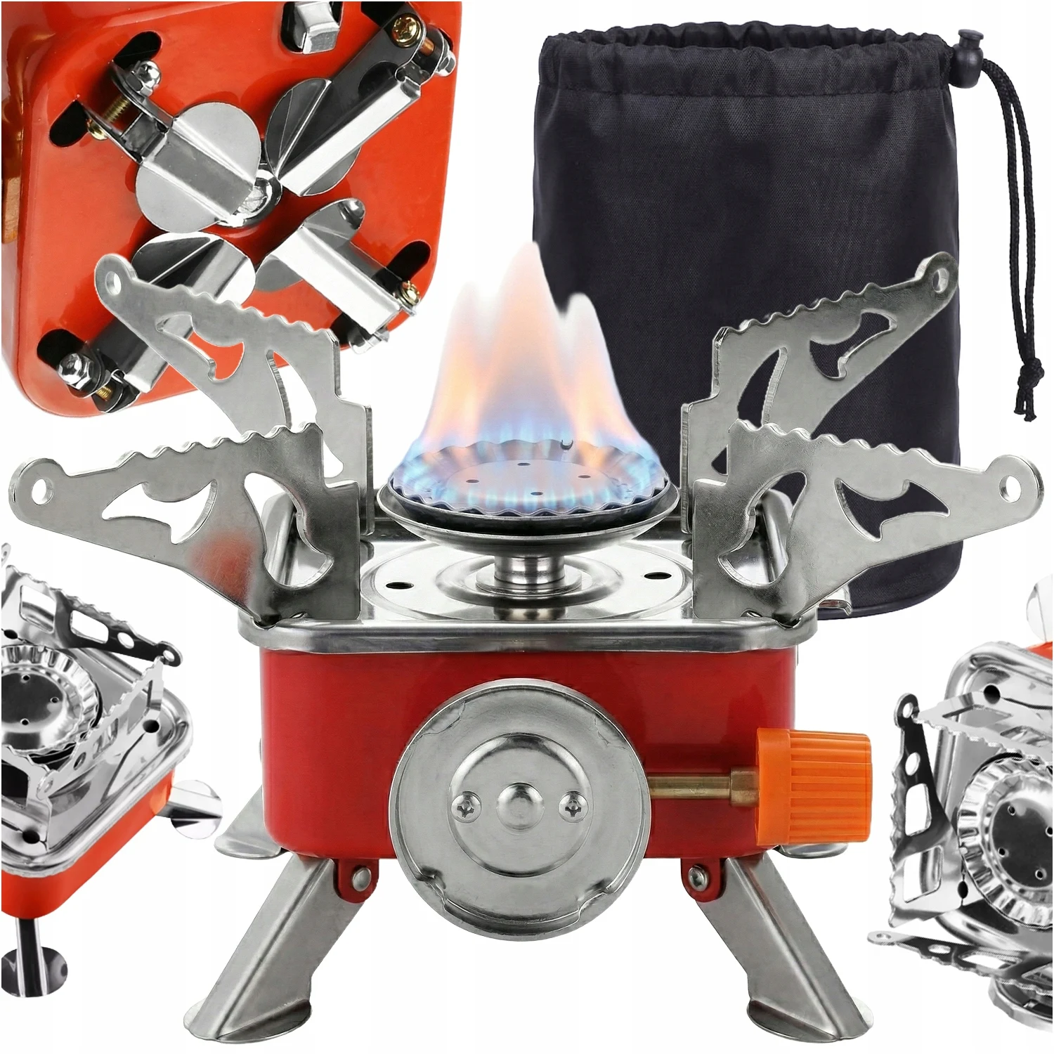 Image of Mini tragbarer Camping-Gaskocher, faltbarer Butan-Kartuschenkocher, kompakter Outdoor-Brenner für Camping, Wandern, Rucksackreisen, Picknick, Notfallkochen, leichte Feldküche für Reisen, Angeln,