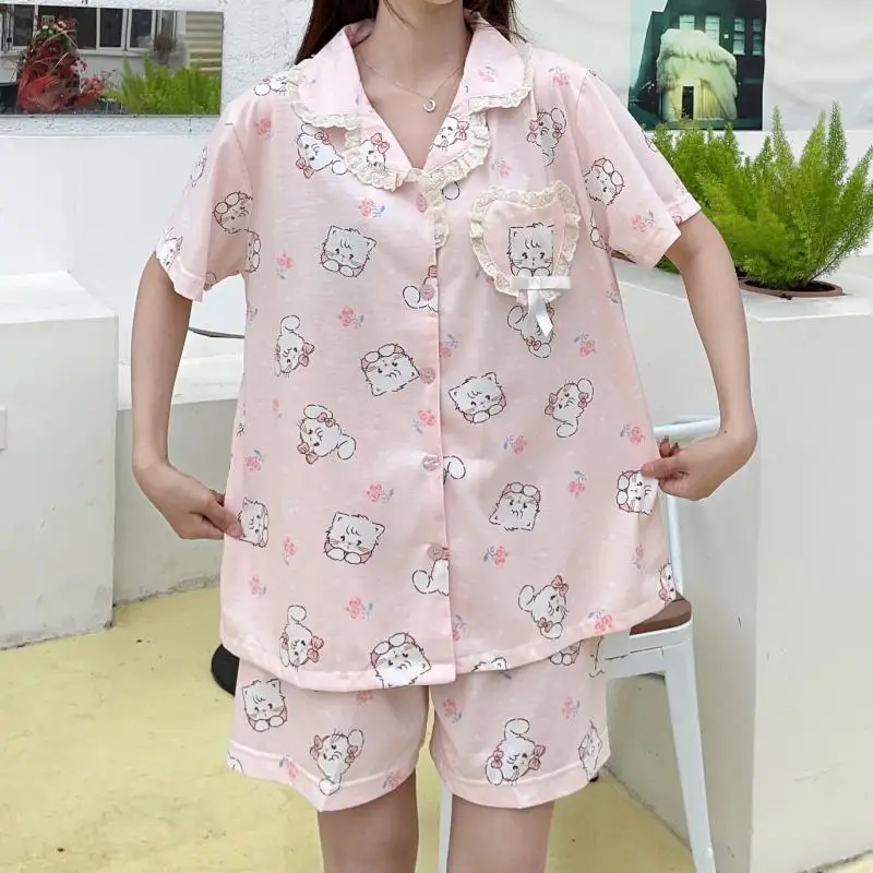 New Mikko Kawaii Cute Pajamas Short Sleeve Long Pants Shorts Suit Cartoon Home Wear Soft Comfortable Fashion Girl Birthday Gift