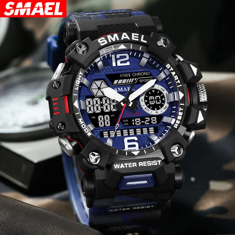 SMAEL New Style 8072MC Digtal Quartz Watch Waterproof Double Display Dial For Men Watch