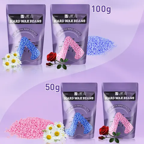 Viilife 50g/100g Hot Wax Hair Removal Depilatory Waxing Wax Beans for Wax Heater Painless for All Hairs Removal Beans
