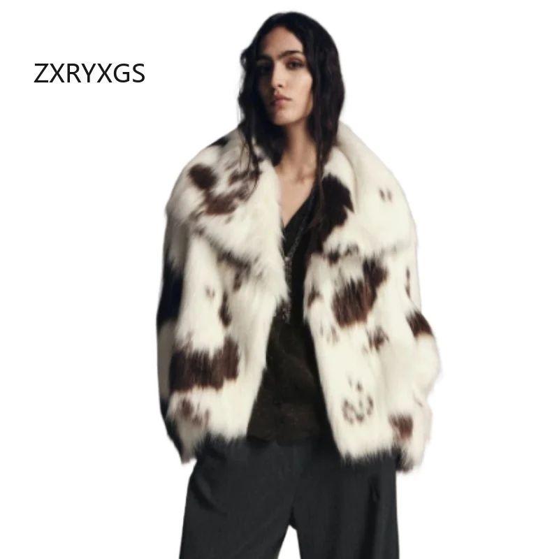ZXRYXGS Most Popular Spell Color Imitation Fur Coat Fashion Jacket 2026 Autumn Winter Big Collar Temperament Trend Women Coat