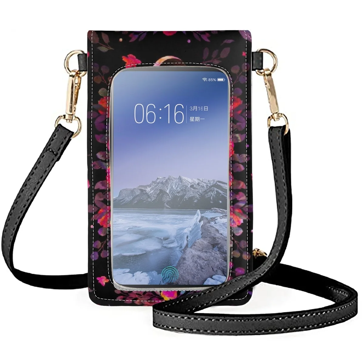 FORUDESIGNS Planet Galaxy Flip Mobile Phone Bag Creative Fashion Pink Rose Shoulder Cellphone Bags Ladies Diagonal Satchel