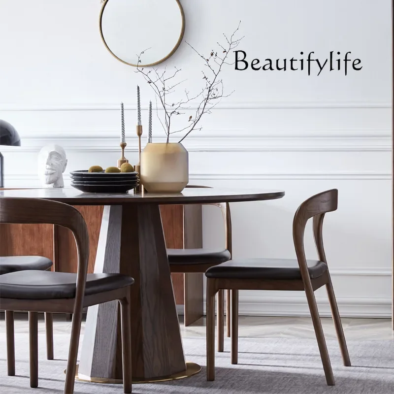 Nordic Household Solid Wood round Table Modern round Conference Table round Table Simple Restaurant Log