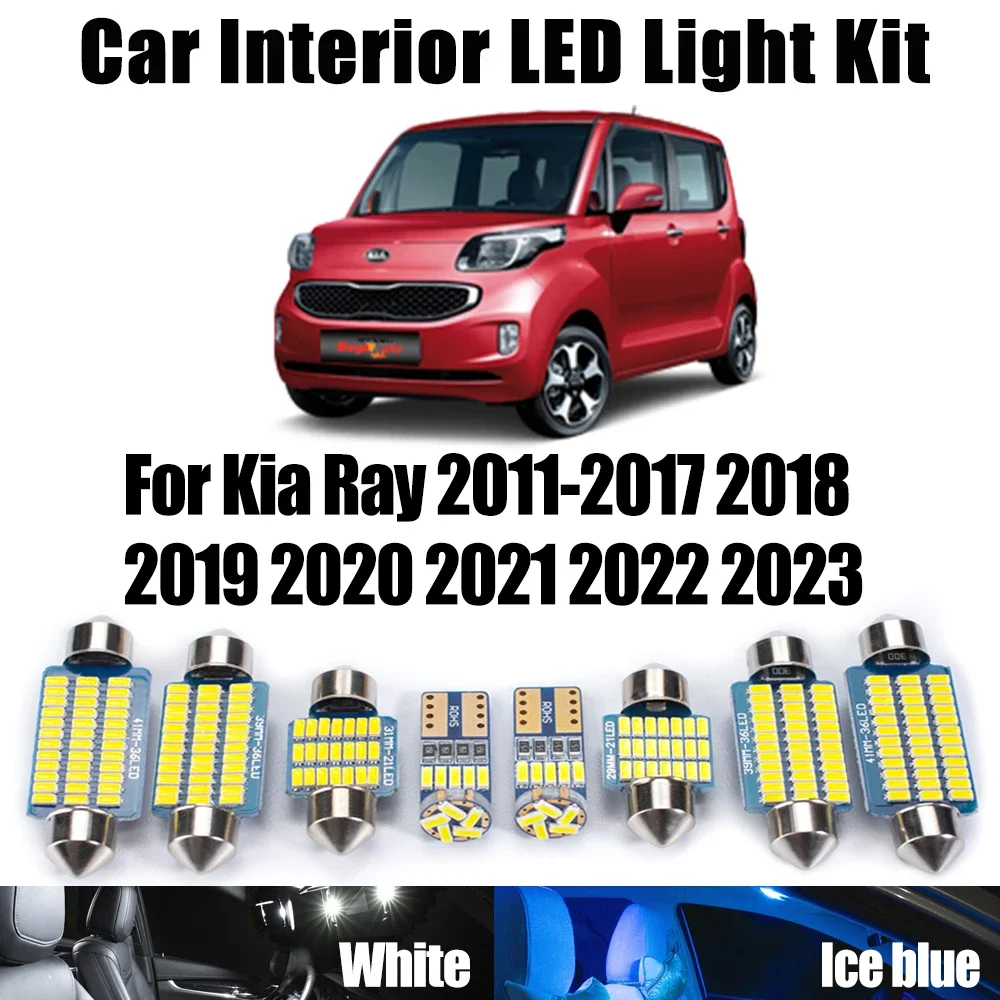 

Canbus LED Interior Trunk Reading Dome Map Vanity Mirror Bulbs Light Kit For Kia Ray 2011- 2020 2021 2022 2023 Car Accessories