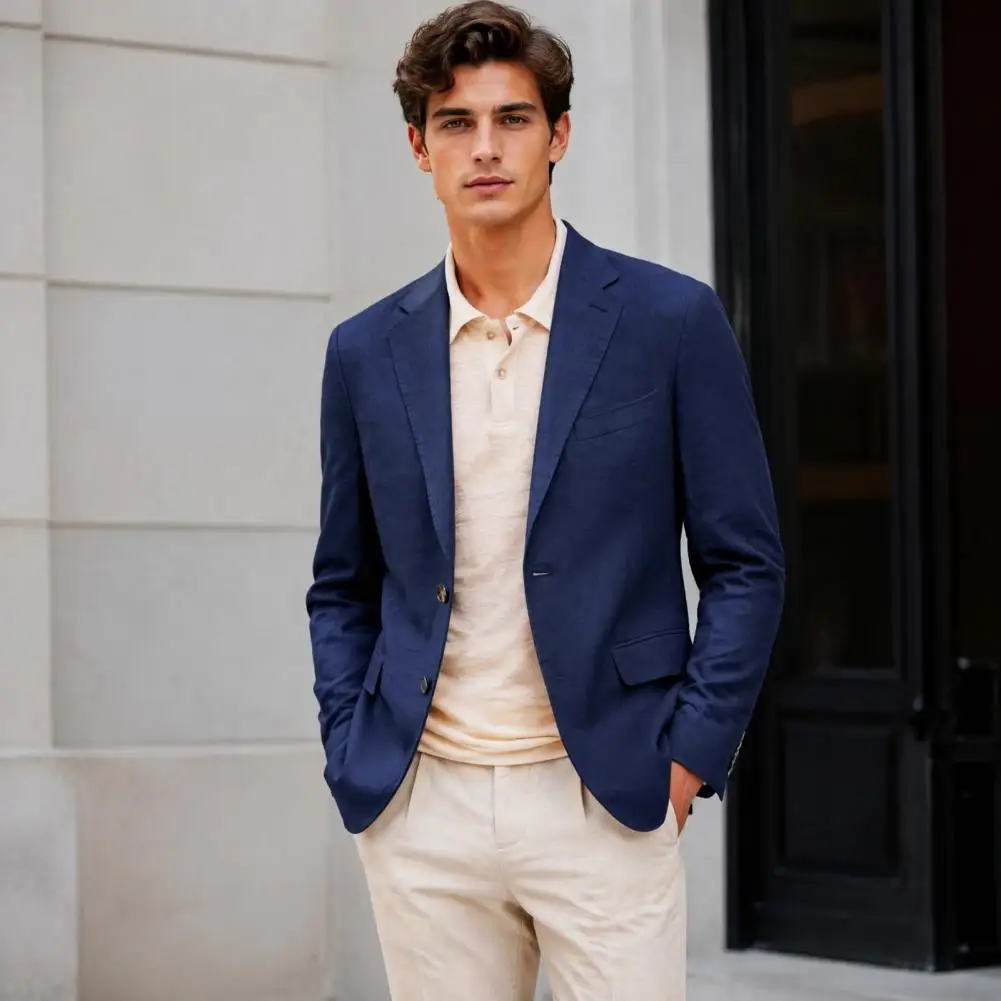 Men Casual Blazer, Notch Lapel Suit Jacket Single Button Business Jacket For Wedding Office Daily Wear