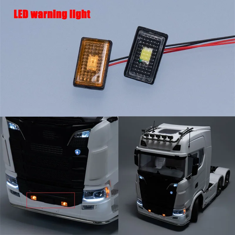 

Front Chin Light Side LED Spotlight for 1/14 Tamiya RC Truck Trailer Tipper Scania 770s R730 Benz Actros Volvo MAN LESU DIY Part