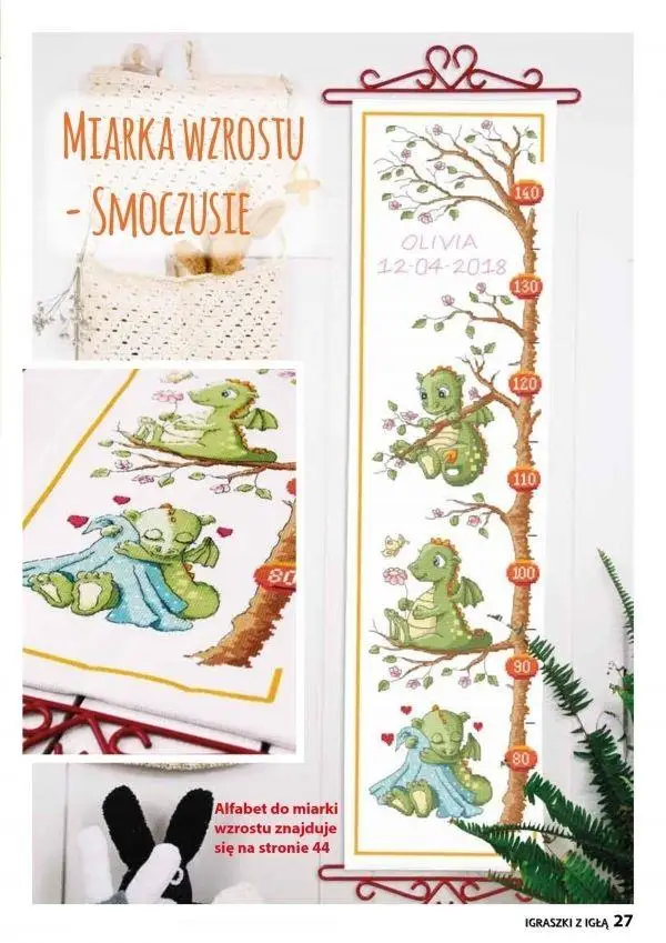 Dinosaur Height Chart Cross Stitch Kits Set, Embroidery, DIY, 14CT, Unprinted Arts, Cross-Stitching, Home Decor, 33-91