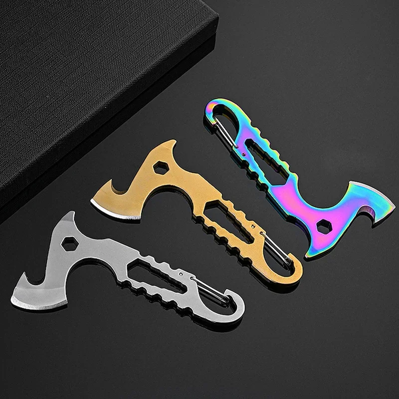 Mini Plate Axe Multitool Stainless Steel Outdoor Camping Portable Small Tool Unpacking Fixed Blade Knife With Screwdriver