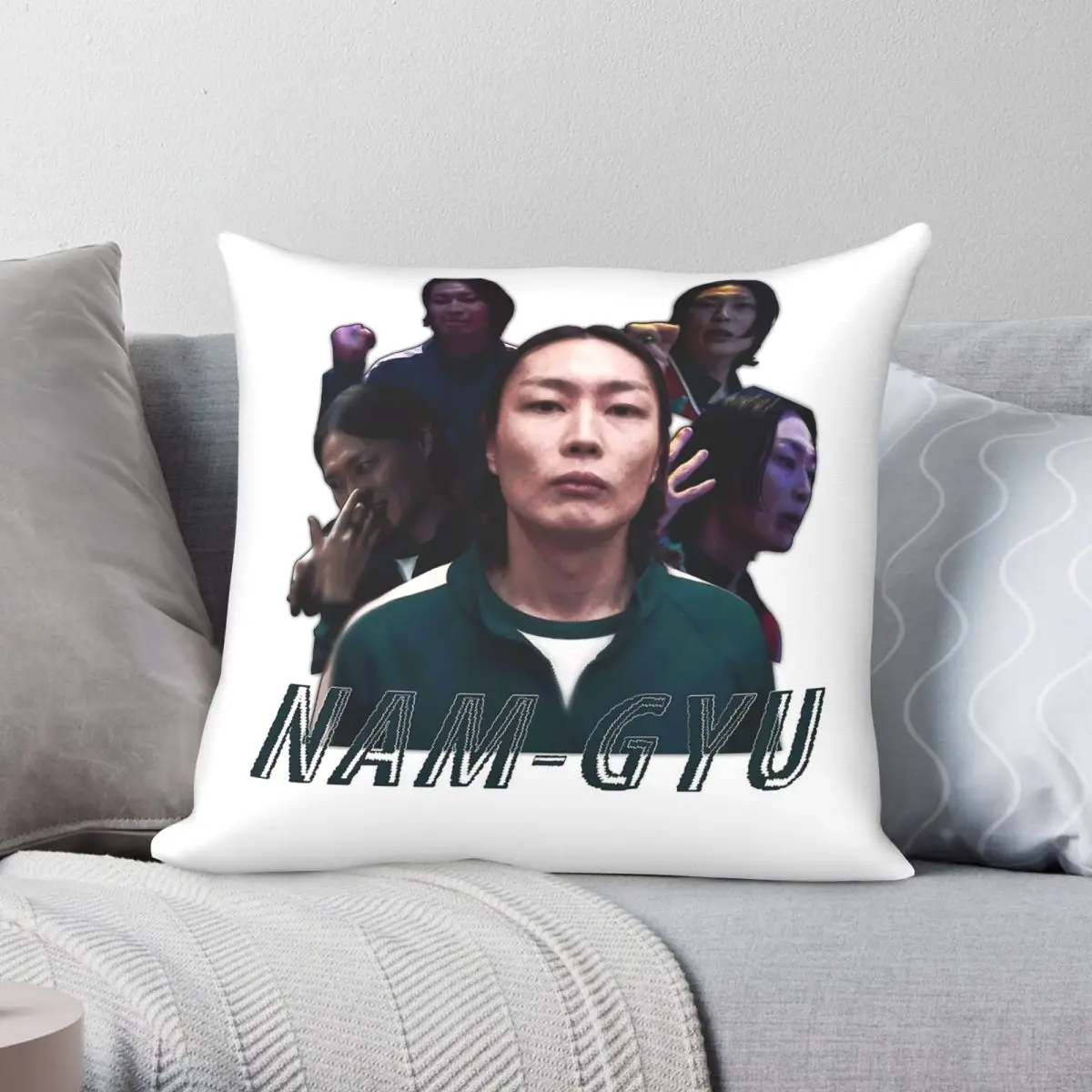 Nam-Gyu Collage Square Pillowcase Polyester Linen Velvet Printed Zip Decorative Bed Cushion Cover