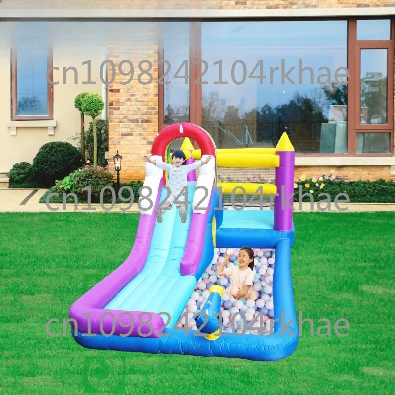 

Детский игровой надувной замок для дома и улицы с бассейном, домашний батут, радужная водная горка