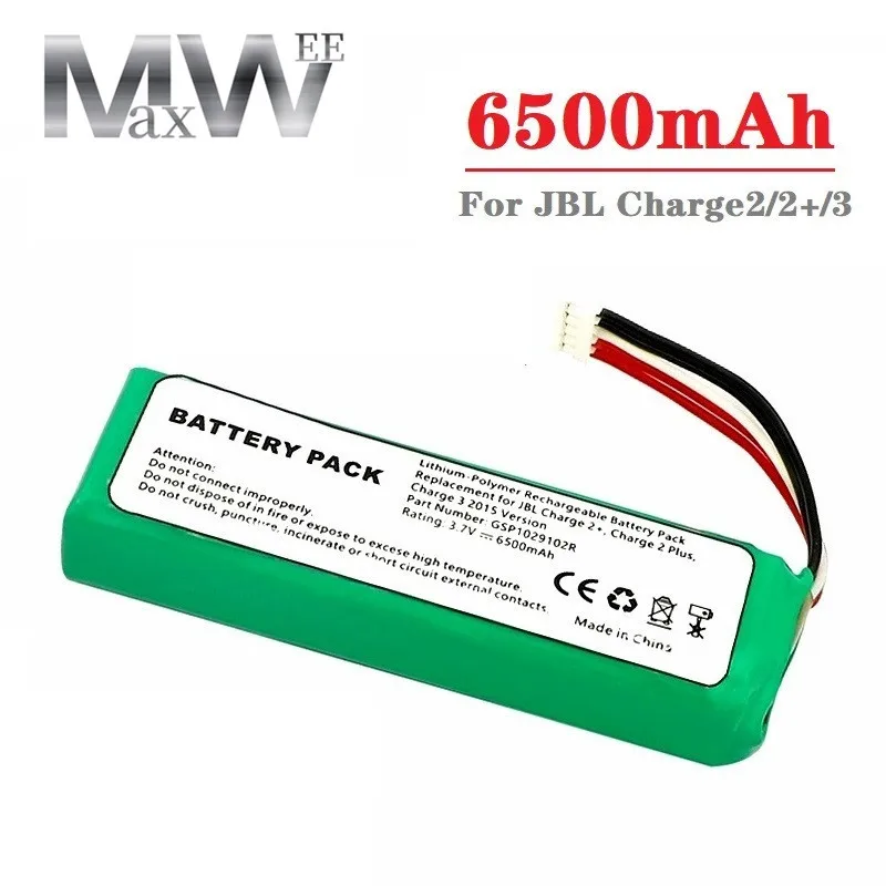 Bateria para JBL Charger 2 Plus, Charge 2 Plus, Coluna Versão V1, Bateria de Substituição, 6500mAh, GSP1029102R