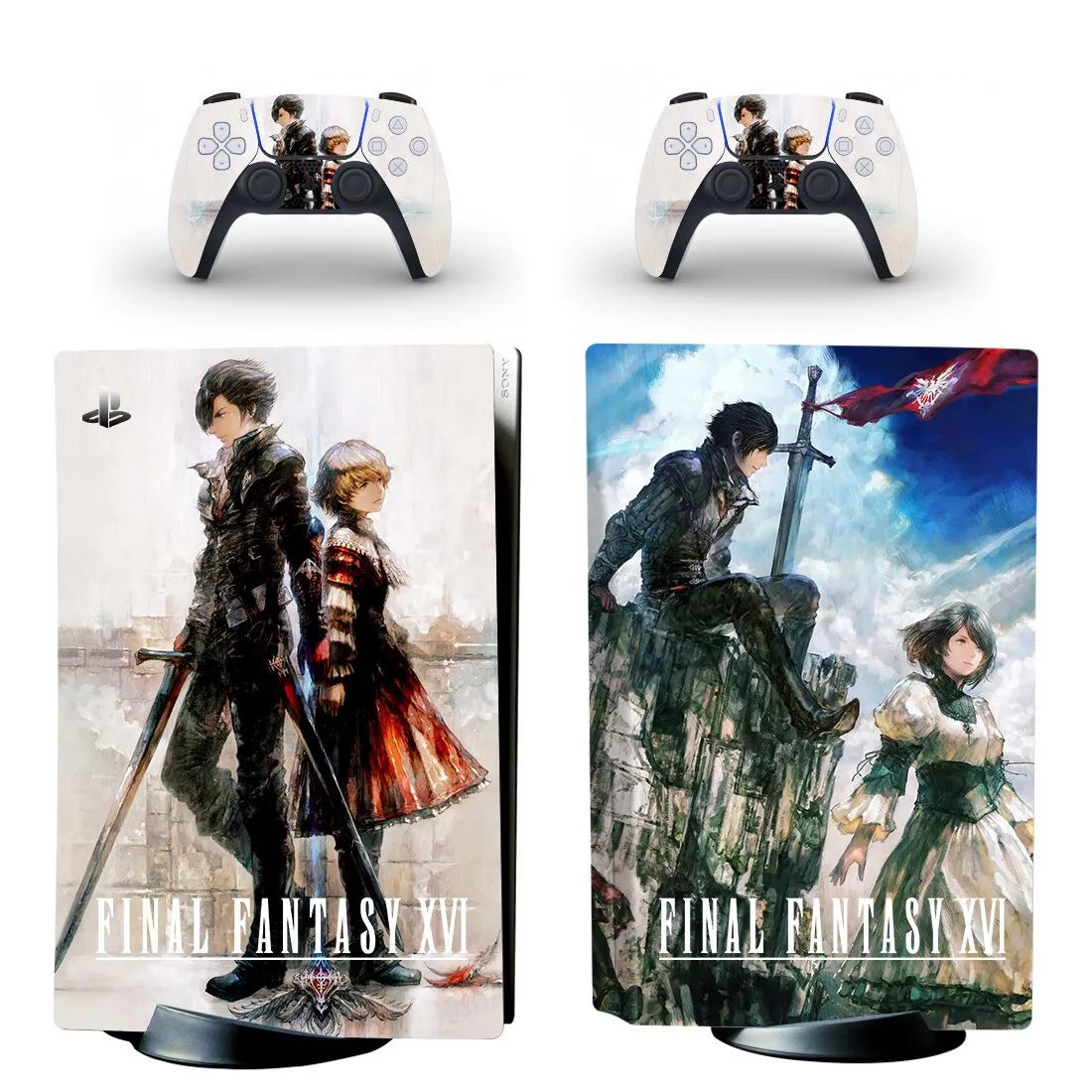 Final Fantasy 16 PS5 Disc Sticker Decal Cover for Console and 2 Controllers PS5 Disk Skin Vinyl