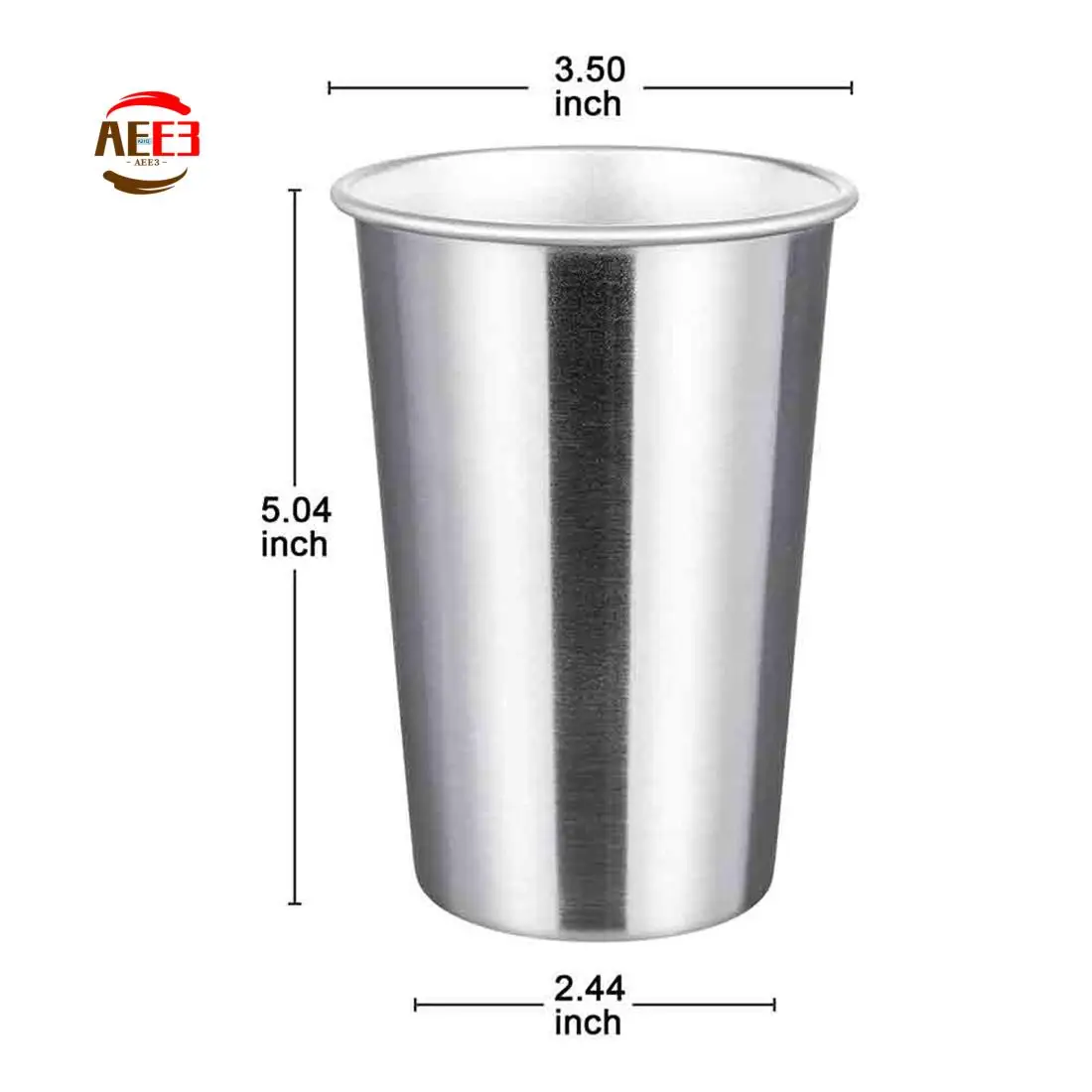 AEE3-Premium Stainless Steel Cups 16 Oz Pint Cup Tumbler (8 Pack) - Stackable Durable Cup