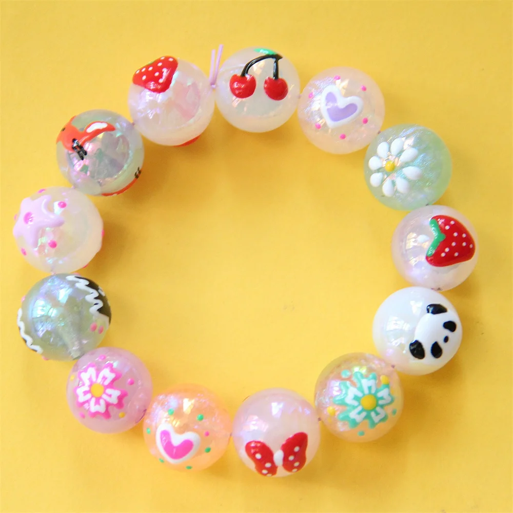 16mm Cute Hand Painted Drip Oil Beaded Plated DIY Handmade Bracelet Necklace Mobile Phone Chain Material Jewelry Accessories