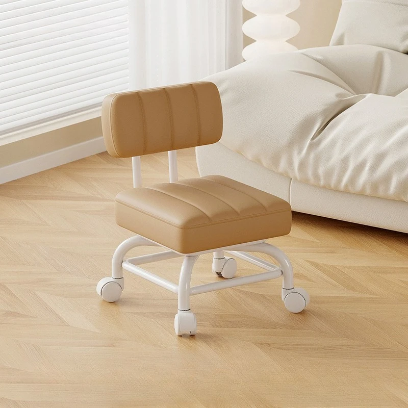 Small Stool Backrest Universal Wheel Soft Stool Children's Sofa Coffee Table Small Chair Pulley Low Stool Portable Stool