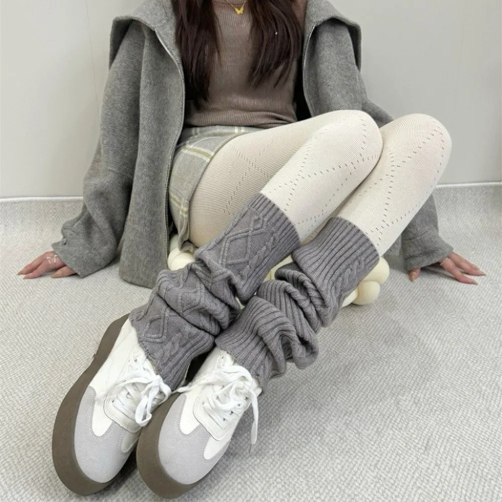 Fashionable Jacquard Knitted Stockings High-elastic Skinny Fit Argyle Tights Breathable Comfortable Thermal Leggings Daily Wear