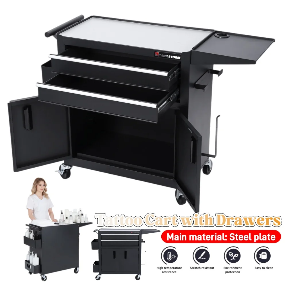 

Профессиональный многофункциональный передвижной тележка-тумба для тату-мастеров и барбершопов с выдвижными ящиками